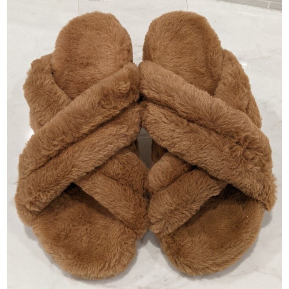 Women's ANINE BING Lizzie Faux Fur Slide in Camel Size 37 (US 7) WORN ONCE!
